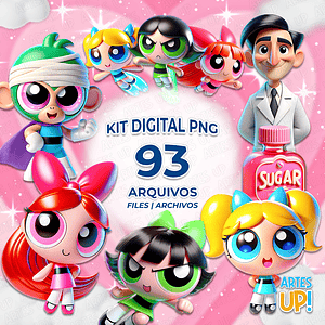 Kit PNG digital Las Chicas Superpoderosas 3D Clipart