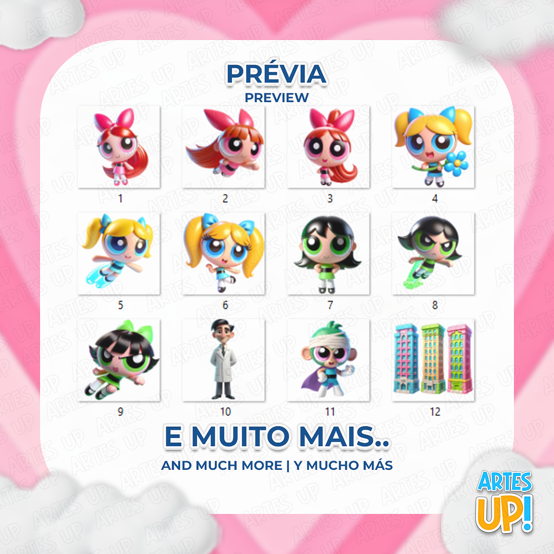 Kit Digital PNG As Meninas Super Poderosas 3D Clipart  2