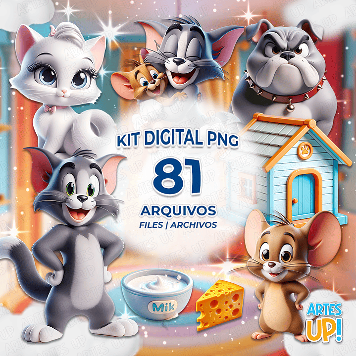 Kit Digital PNG Tom e Jerry Clipart 3D 1