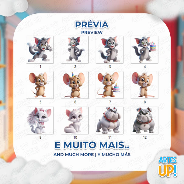 Kit Digital PNG Tom e Jerry Clipart 3D 2