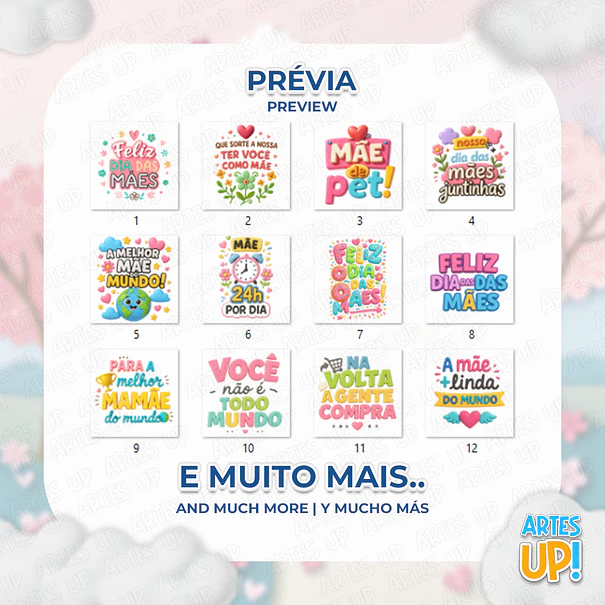 Kit Digital PNG Lettering Dia das Mães Clipart  2