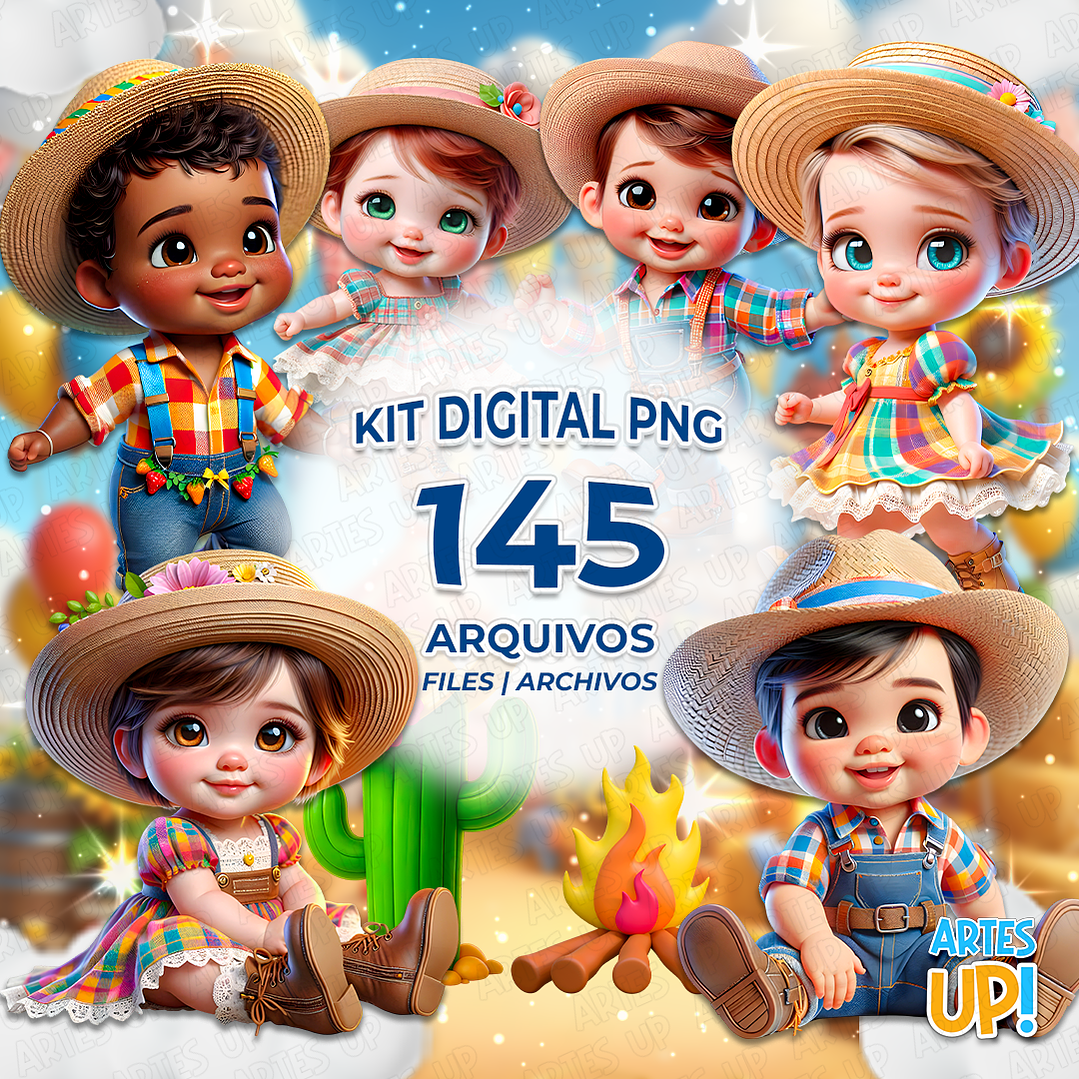 Kit Digital PNG Arriá Festa Junina Baby Clipart  1