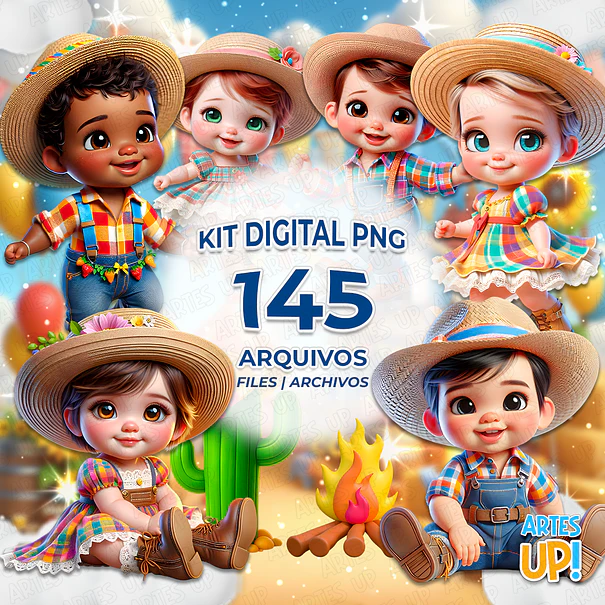 Kit Digital PNG Arraiá Festa Junina Baby Clipart  1