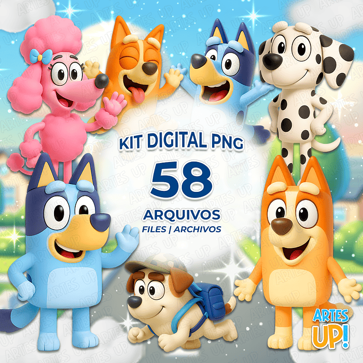 Kit Digital PNG Bluey Clipart 3D 1