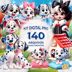 Kit Digital PNG 101 Dalmatas Clipart 3D