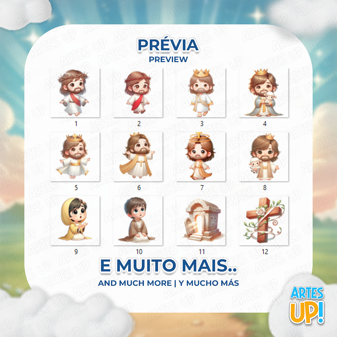 Kit Digital PNG Ressureição de Cristo aquarela Clipart  2