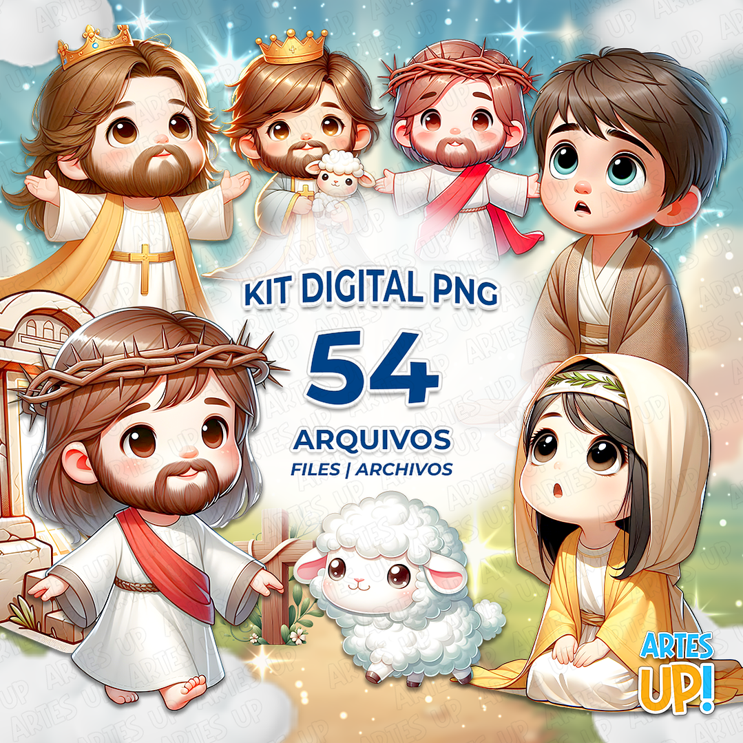 Kit Digital PNG Ressureição de Cristo aquarela Clipart  1