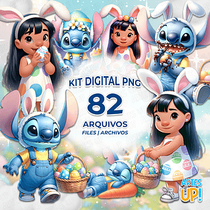Kit Digital PNG Lilo e Stitch Páscoa Clipart 
