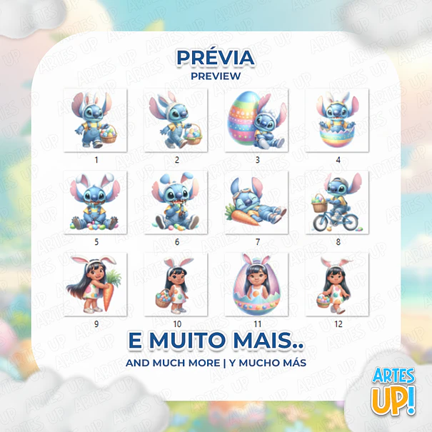 Kit digital de imágenes prediseñadas de Pascua de Lilo y Stitch PNG 2