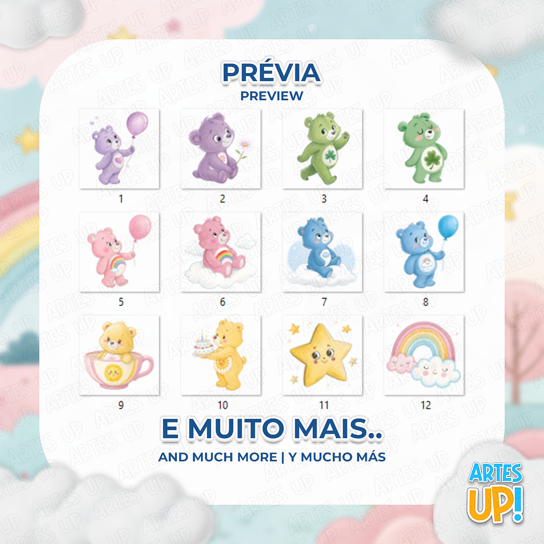 Kit Digital PNG Ursinhos Carinhosos aquarela Clipart  2