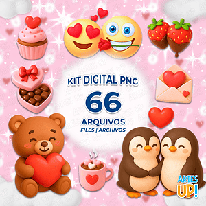 Kit digital 3D de San Valentín PNG Clipart