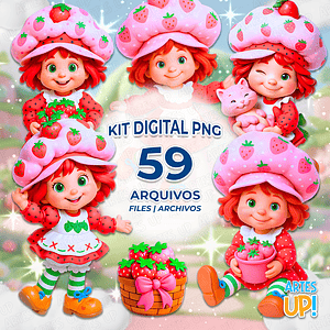 Kit PNG digital Tarta de Fresa Clipart Vintage