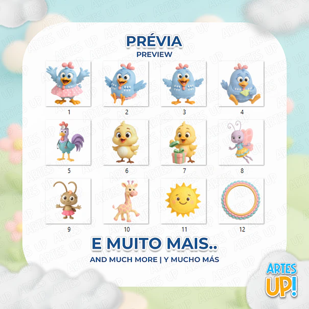 Kit Digital PNG Galinha Pintadinha Candy 3D Clipart  2