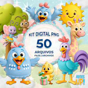Kit Digital PNG Galinha Pintadinha Candy 3D Clipart 