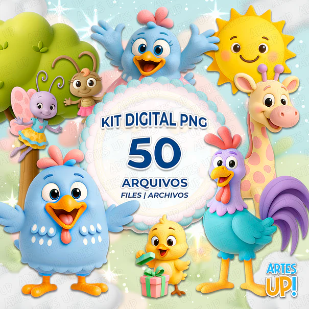 Kit Digital PNG Galinha Pintadinha Candy 3D Clipart  1