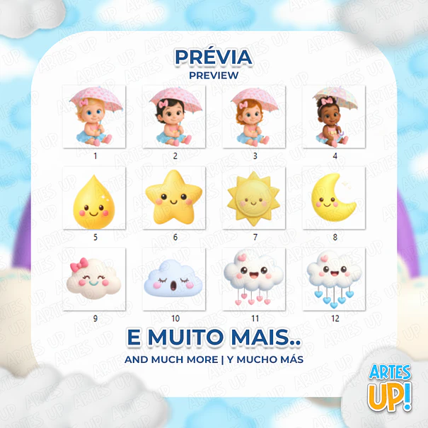 Kit Digital PNG Menina Chuva de amor Clipart  2
