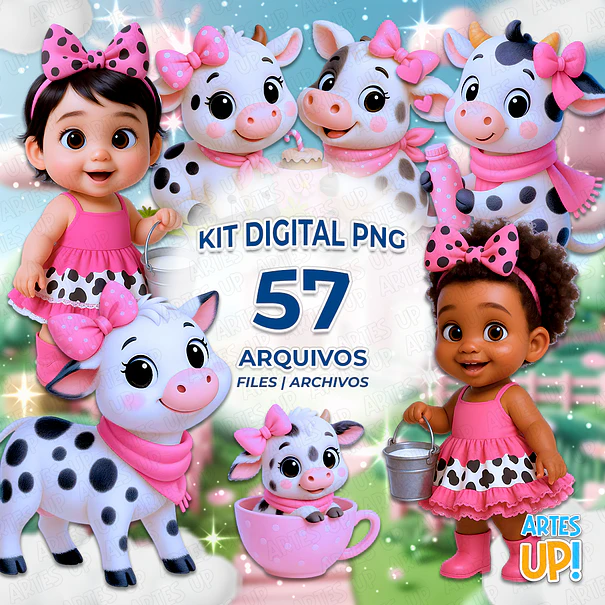 Kit Digital PNG Vaca Vaquinha 3D Clipart 1