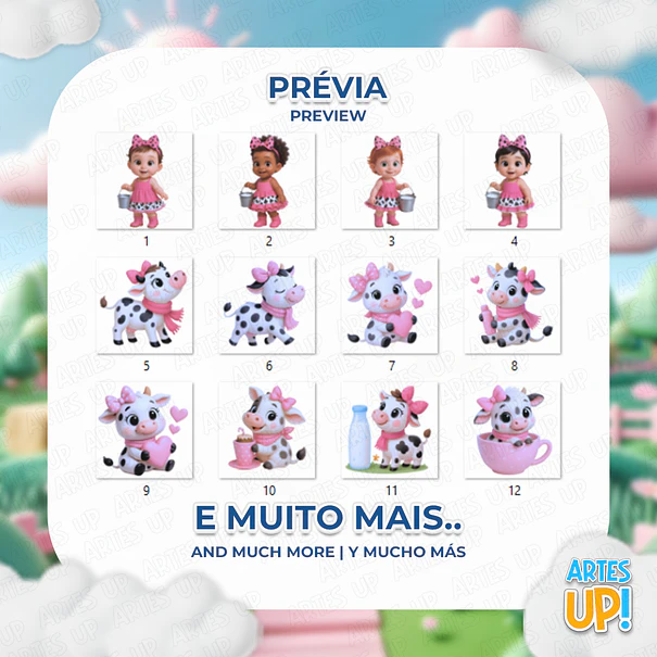 Kit Digital PNG Vaca Vaquinha 3D Clipart 2