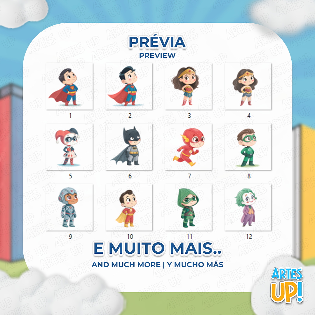 Kit Digital PNG Liga da Justiça aquarela Clipart  2