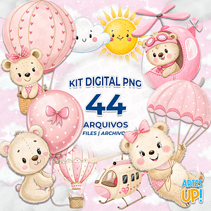 Kit digital PNG Ursa Baloeira Acuarela Clipart
