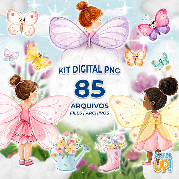 Digital Kit PNG Watercolor Butterfly Girl Clipart 1