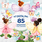 Kit Digital PNG Menina Borboleta aquarela Clipart  - Thumbnail 1