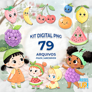 Kit digital PNG Fruta Chica Acuarela Clipart