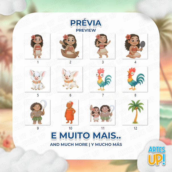 Moana Watercolor Digital Kit PNG Clipart 2
