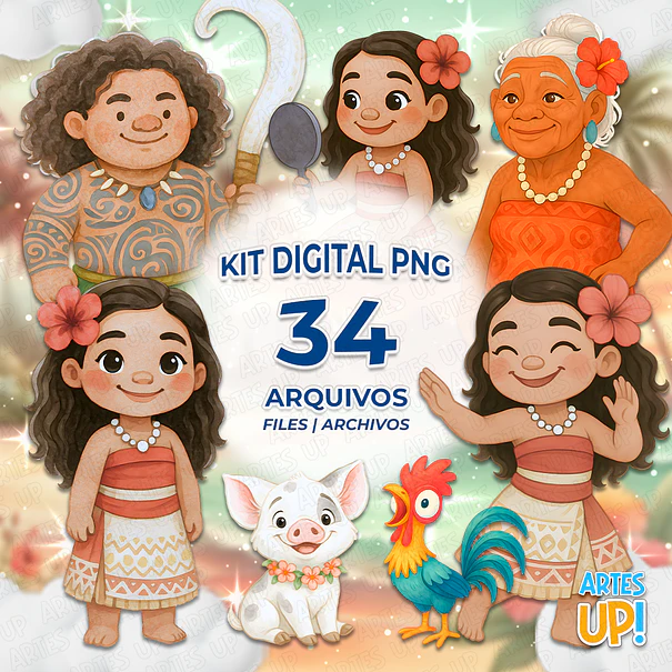 Moana Watercolor Digital Kit PNG Clipart 1