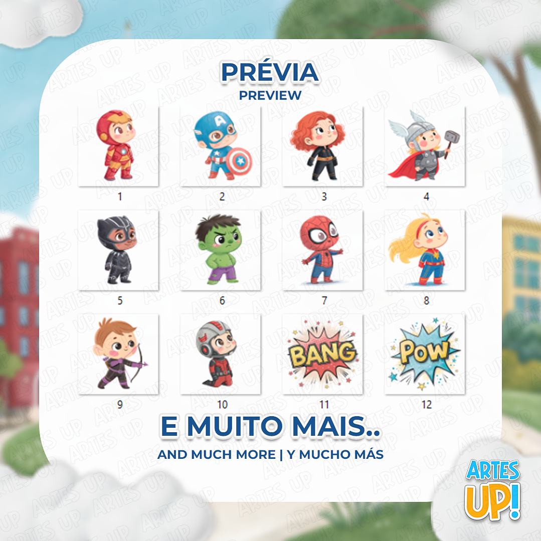 Kit Digital PNG Vingadores aquarela Clipart  2