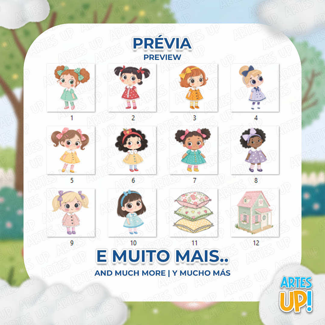 Kit Digital PNG Casa de Boneca aquarela Clipart  2