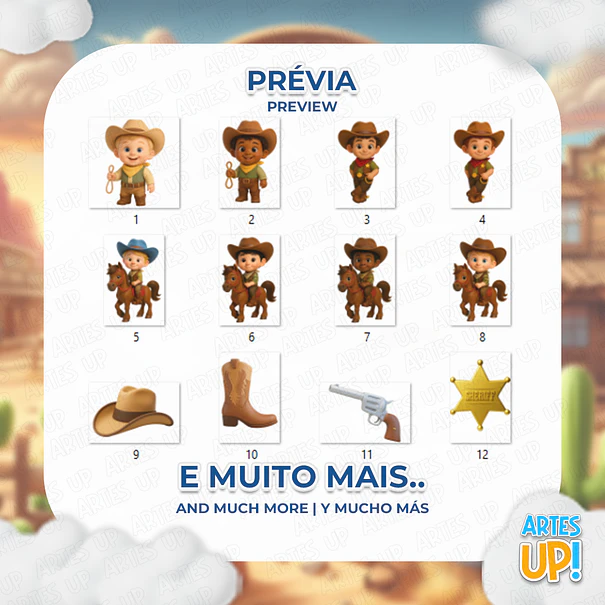 Kit Digital PNG Cowboy Faroeste 3D Clipart  2
