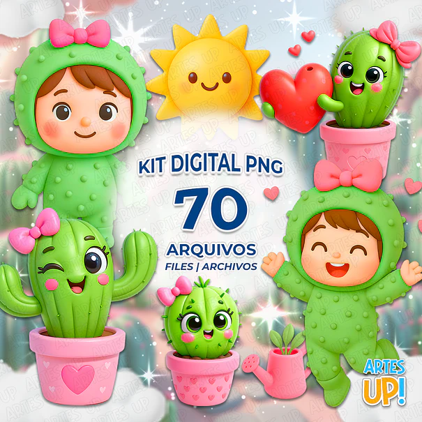 Kit digital PNG Cactus Lindo Clipart 1