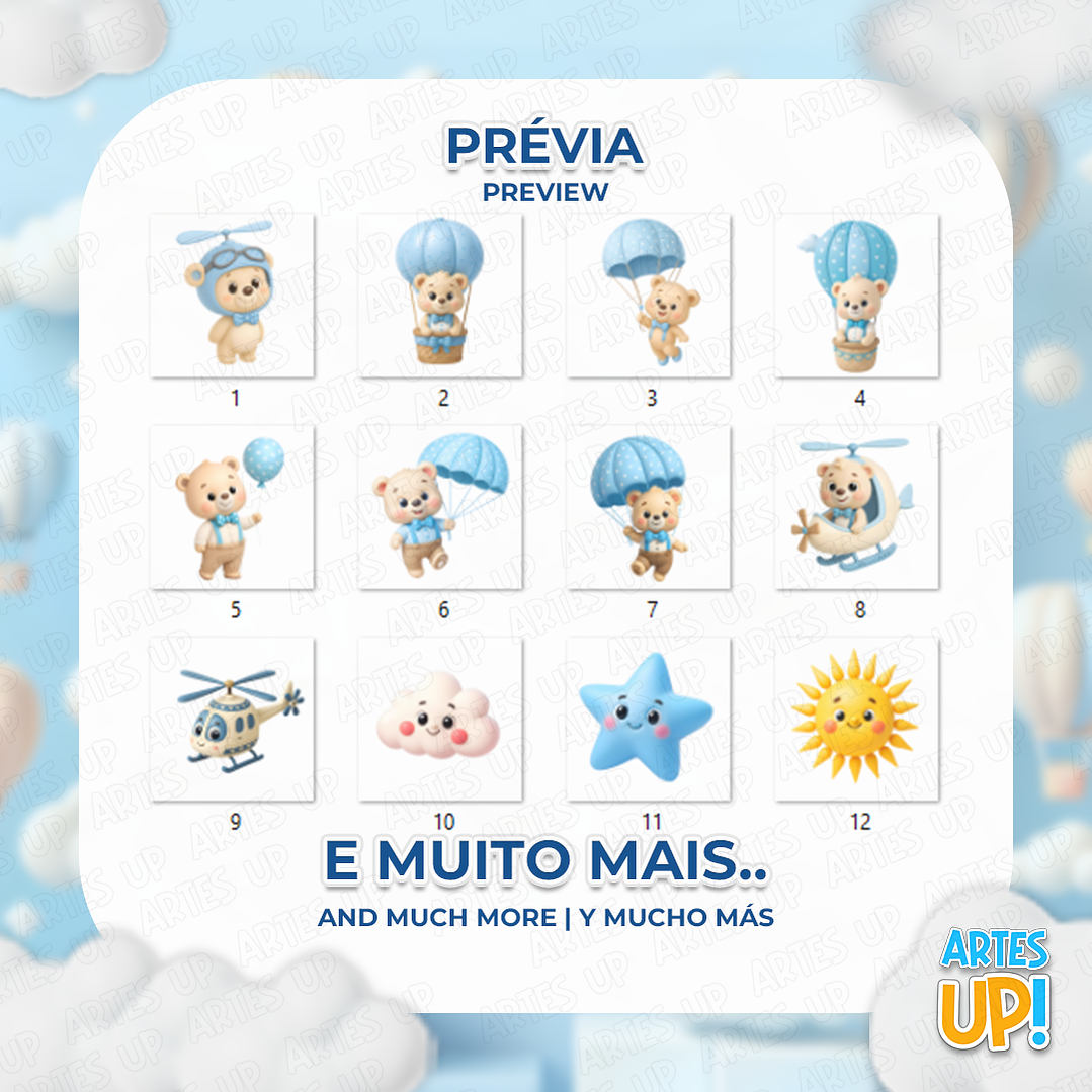 Kit Digital PNG Urso Baloeiro 3D Clipart  2