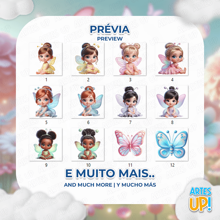 Kit Digital PNG Menina Borboleta 3D Clipart  2