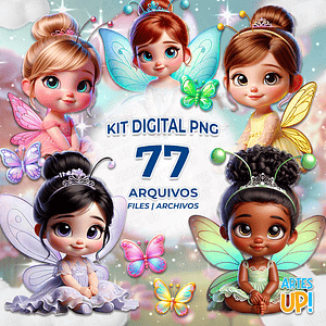 Kit digital PNG Niña Mariposa 3D Clipart