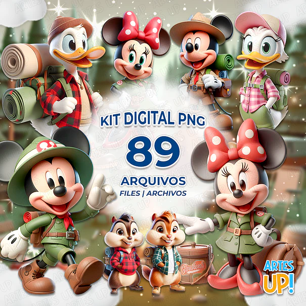 Kit digital de imágenes prediseñadas de camping de Disney PNG 1
