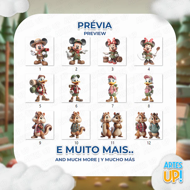 Kit digital de imágenes prediseñadas de camping de Disney PNG 2