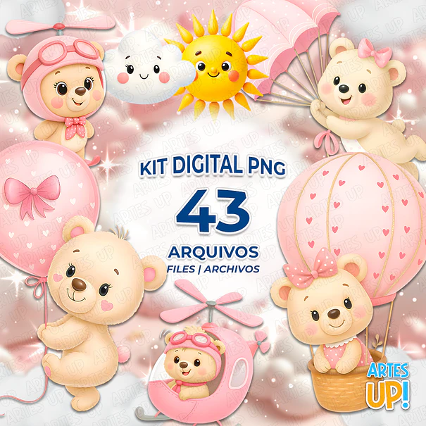Kit Digital PNG Ursa Baloeira Clipart  1
