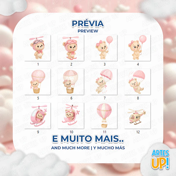 Kit Digital PNG Ursa Baloeira Clipart  2