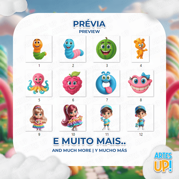 Kit Digital PNG Bala Fini Doces 3D Clipart  2