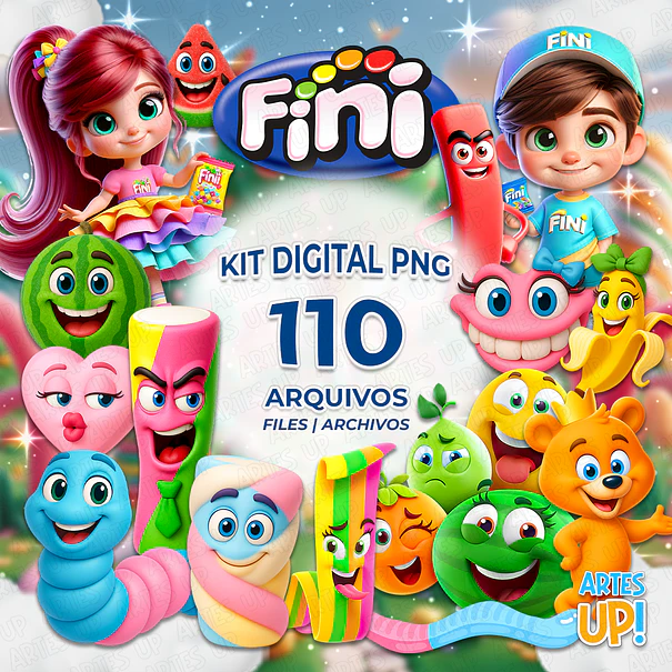 Kit Digital PNG Bala Fini Doces 3D Clipart  1