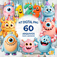 Kit Digital PNG Monstro Fofo 3D Clipart  - Thumbnail 1