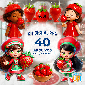 Kit digital PNG Chica Confitera Fresa del Amor Clipart