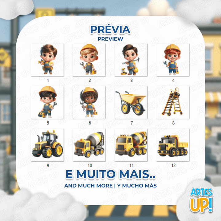 Kit Digital PNG Menino Construtor 3D Clipart  2