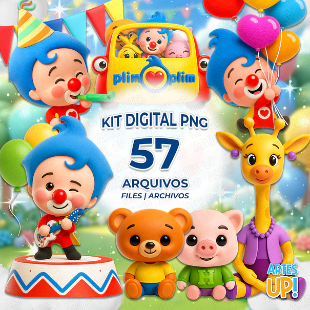 Kit Digital PNG Plim Plim, um Herói do Coração 3D Clipart  1