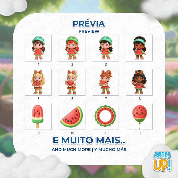 Kit Digital PNG Festa Melancia Menina Clipart  2