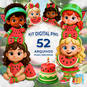 Kit digital de chica fiestera de sandía PNG Clipart