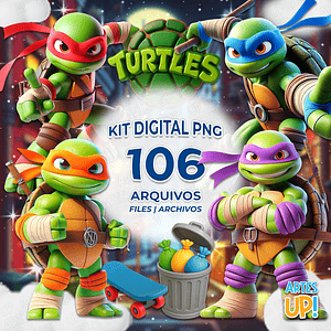 Kit digital PNG Tortugas Ninja Clipart 3D