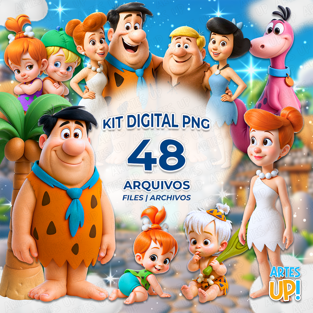 Kit Digital PNG Os Flintstones 3D Clipart  1